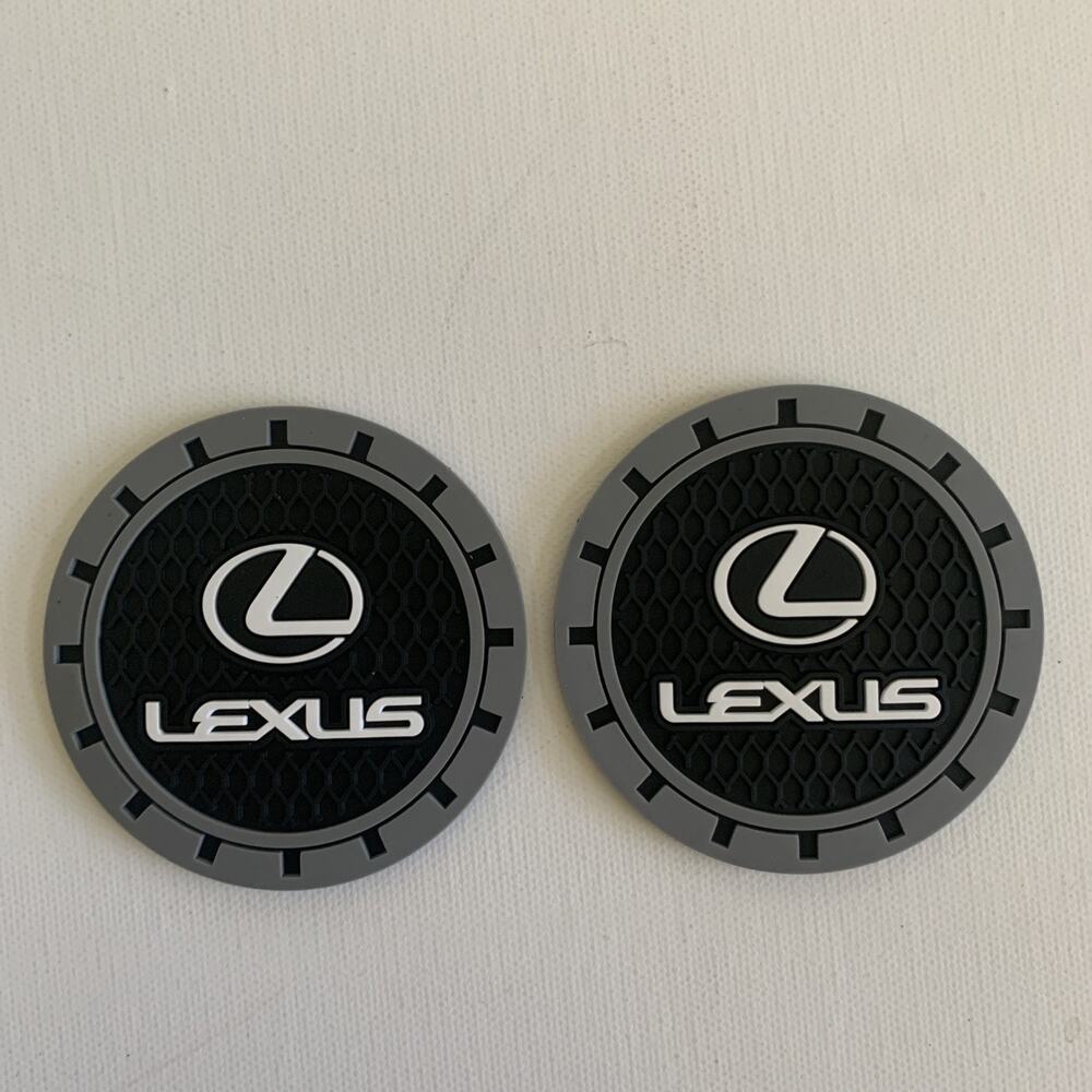 Lexus 2pcs Car Cup Holder Coasters Rubber Black Gray New